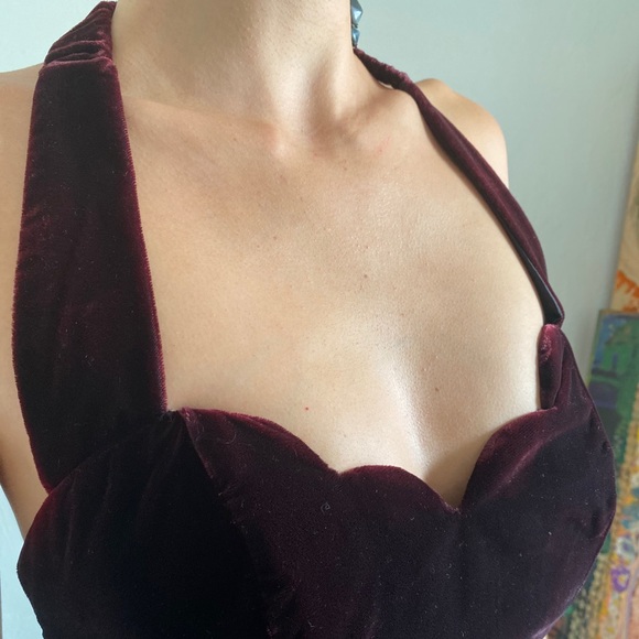 Beautiful velour vintage 80s party dress. Sz 6/7 - Picture 2 of 5